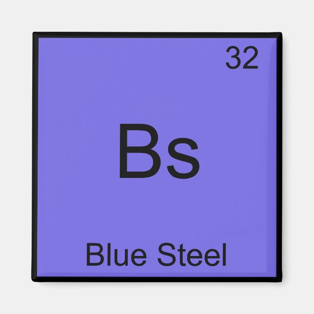 Bs - Blue Steel Rolig T-Shirt med Kemiskt Elements Magnet (Framsidan)