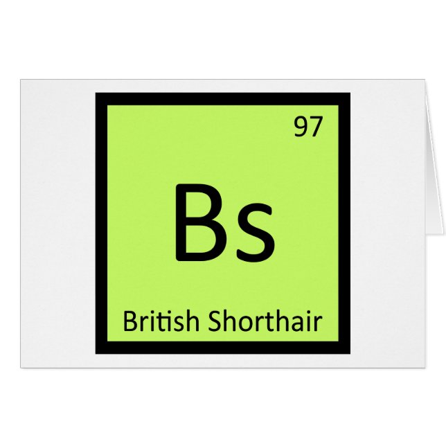 Bs - Briter Korthår Kemi Element Hälsningskort (Framsidan Horizontal)