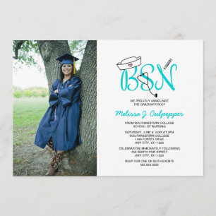 BSN Nurse foto studenten pinning party / teal Inbjudningar