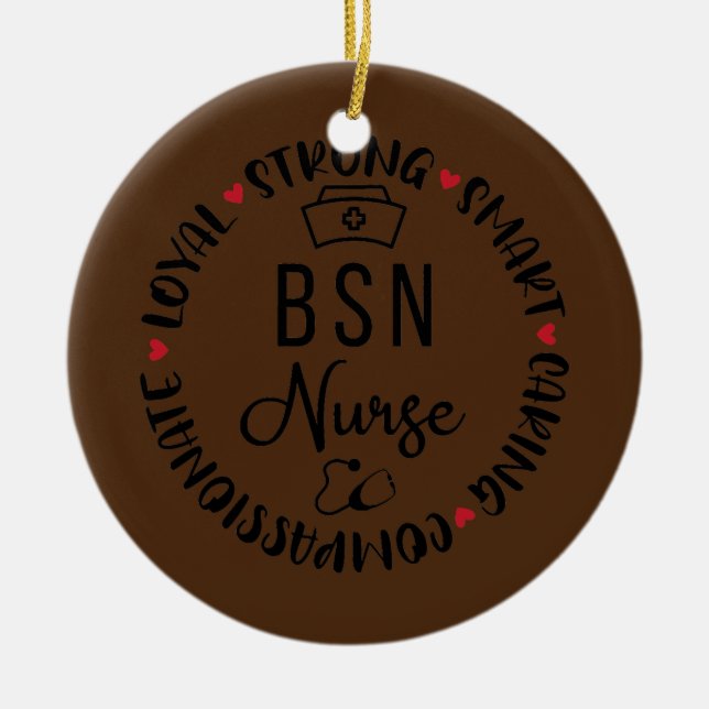 BSN Nurse Suppories Nurses Nursing Studenten Julgransprydnad Keramik (Framsidan)