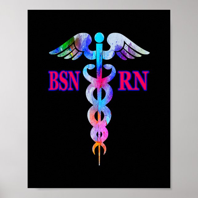 BSN Registrerat Nurse RN Caduceus Nursing Emblem Poster (Framsidan)