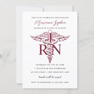 BSN RN Nurse Studenten Announcement Burgundy Inbjudningar
