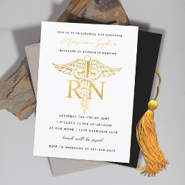 BSN RN Nurse Studentfest Announcement Guld Inbjudningar