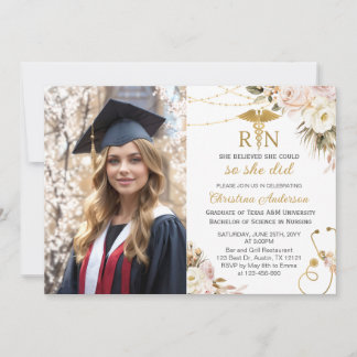 BSN RN Nursing Photo Studentfest Inbjudningar