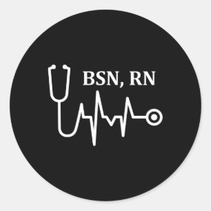 Bsn Rn- registrerad sjuksköterska för medicinsk st Runt Klistermärke