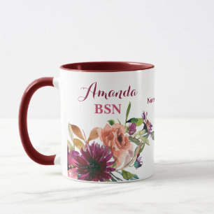 BSN Wild Flowers examen från sjuksköterskeutbildni Mugg