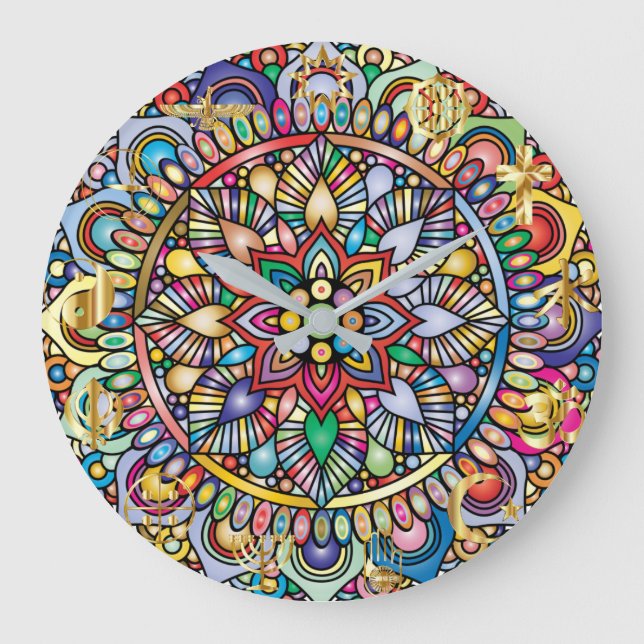 Bspektrumdesign för Mandala färg Stor Klocka (Framsida)