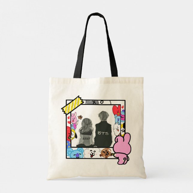 BT21-arméparet Tote Bag Tygkasse (Baksida)