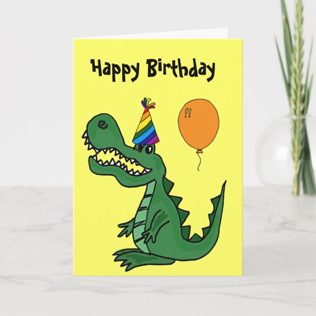 BT-Tecknad Gator Birthday Card Kort (Framsida)