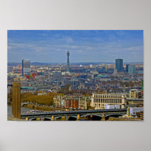 BT Torn London Skyline Cityscape England Storbrita Poster