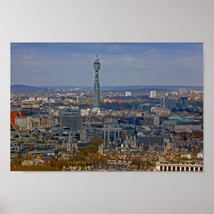 BT Torn London Skyline Cityscape England Storbrita Poster