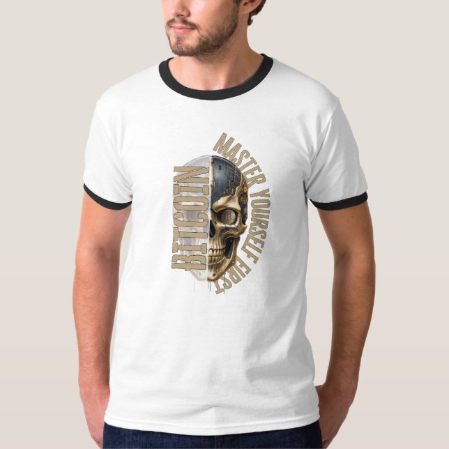 BTC motivation | Skull | Bitcoin crypto  T Shirt (Framsida)