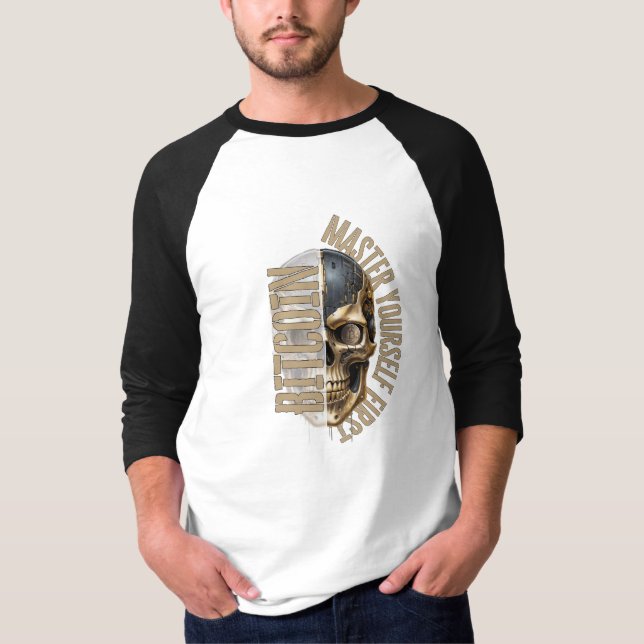 BTC motivation | Skull | Bitcoin crypto  T Shirt (Framsida)