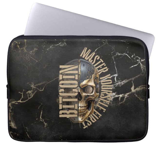 BTC motivation | Skull | Gold Marble Laptop Fodral (Framsidan)