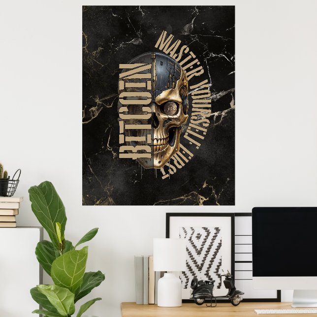 BTC motivation | Skull | Gold Marble Poster (Hemmakontoret)