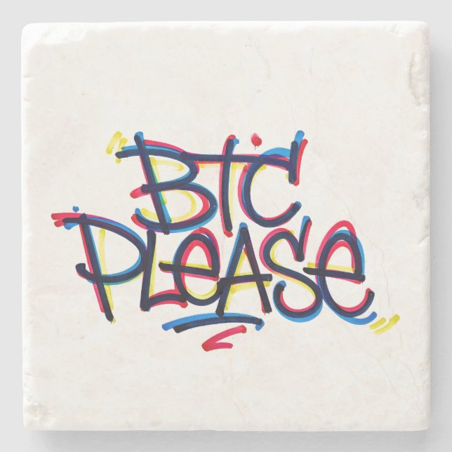 "BTC Please" (Färg) Stenunderlägg (Framsidan)