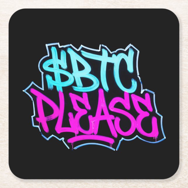 "$BTC Please" (stil 1) Underlägg Papper Kvadrat (Framsidan)