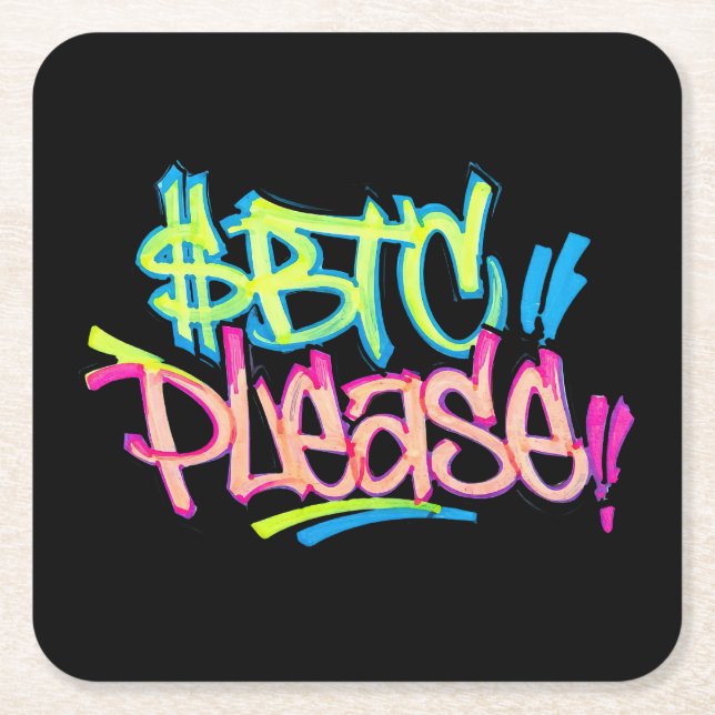 "$BTC Please" (stil 3) Underlägg Papper Kvadrat (Framsidan)