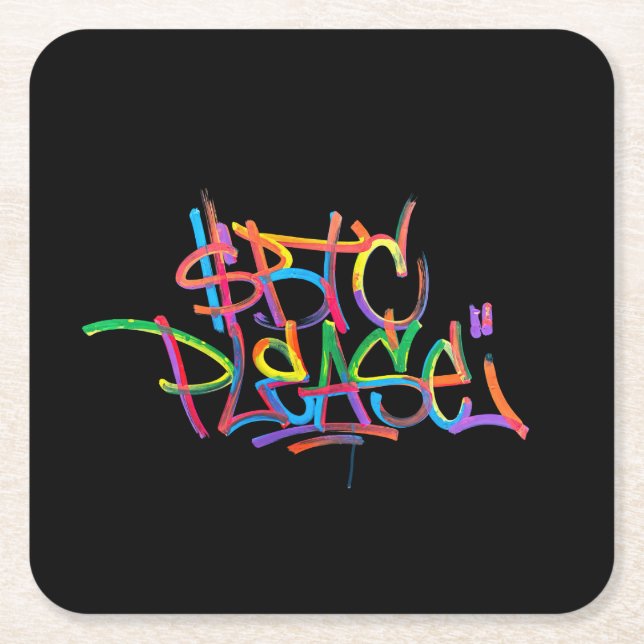 "$BTC Please" (stil 4) Underlägg Papper Kvadrat (Framsidan)