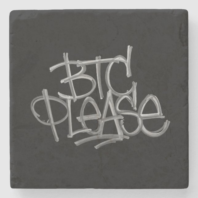 "BTC Please" (Svart) Stenunderlägg (Framsidan)