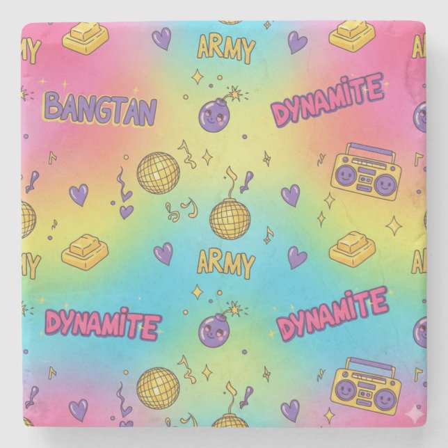 BTS Dynamite Disco Party Seamless Pattern Stenunderlägg (Framsidan)