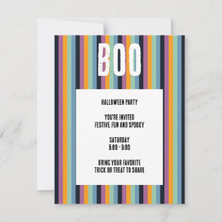 Bu! Dämpade vertikala ränder Halloween Inbjudningar
