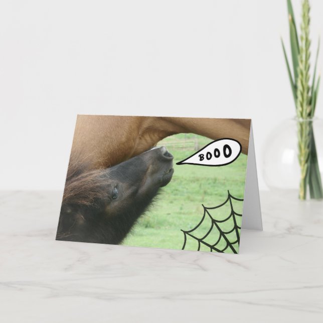 Bu!  Halloween häst Kort (Framsida)