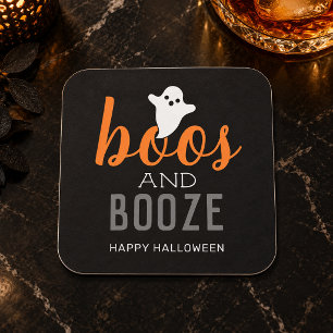 Bu och sprit Svart orange Halloween-fest Underlägg Papper Kvadrat