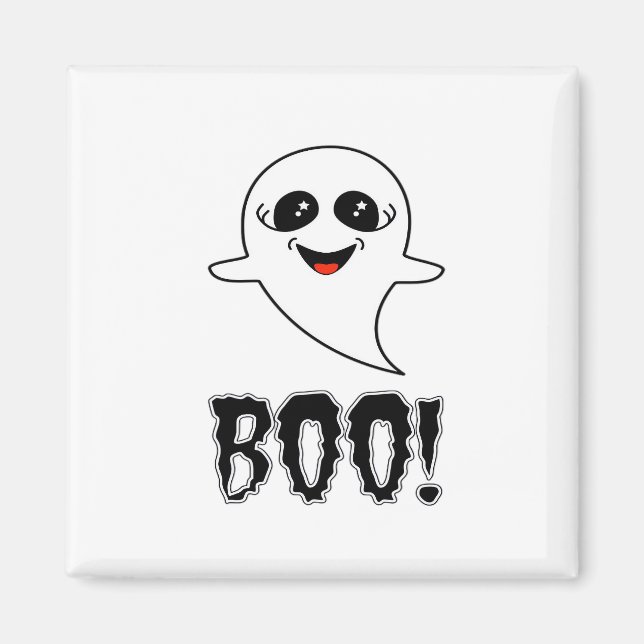 Bu! Söt Liten Halloween Av Lucas Retro Klassiker Magnet (Framsidan)