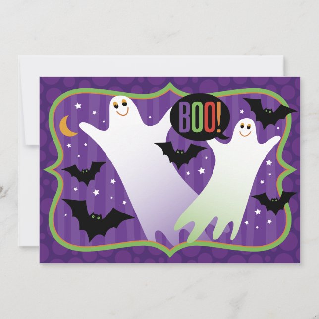 Bu! Söta Spöken Halloween Fest Inbjudan (Framsida)