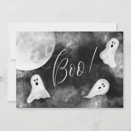 Bu! Söta spöken Vattenfärg Halloween-kort Inbjudningar