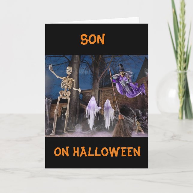 "BU TILL DIG" **SON** GLAD HALLOWEEN  KORT (Framsida)