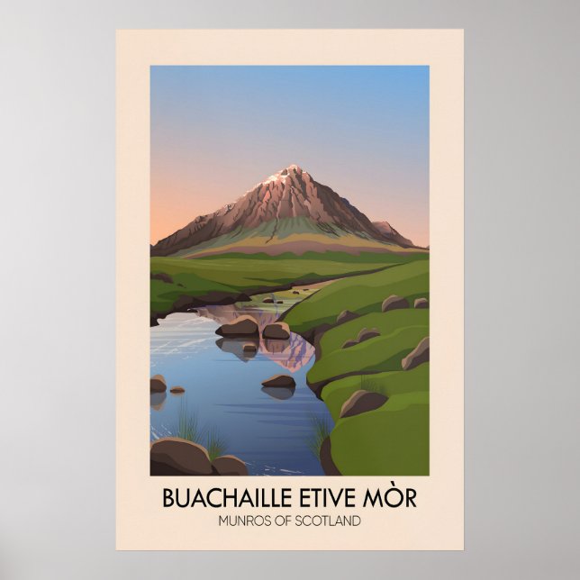 Buachaille Etive Mor Munros i Skottland Affisch (Framsidan)