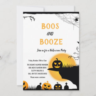 Buar och sprit Svart gul vuxen Halloween-fest Inbjudningar