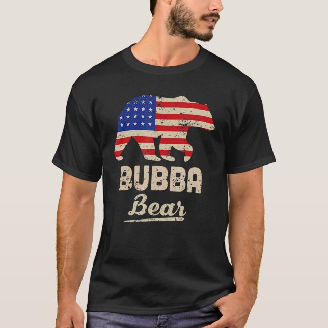 Bubba Bear American Flagga Distress För manar T Shirt (Framsida)