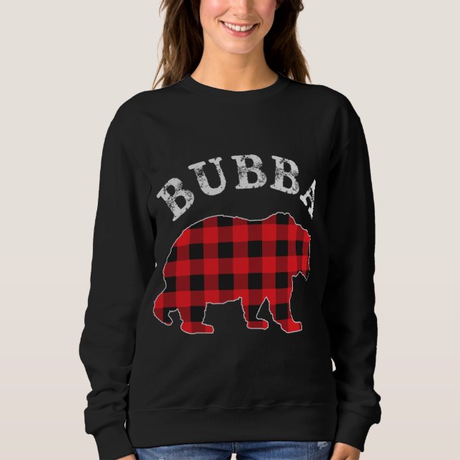 BUBBA Bear RED Black Buffalo Play Mamma Checkerboa T Shirt (Framsida)