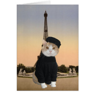 Bubba Kattunge i Paris Hälsningskort