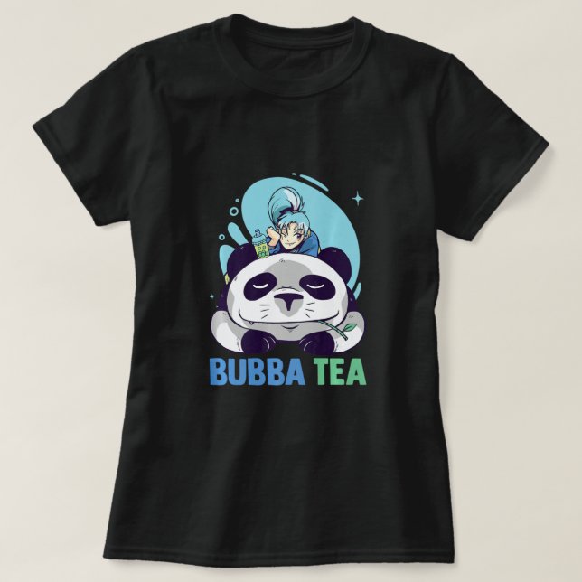 Bubba Tea - Anime Djur - Pandas Japansk estetik T Shirt (Design framsida)