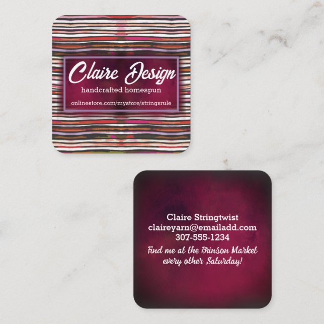 Bubbar av trikå av trikå fyrkantigt visitkort (Fram/baksida)