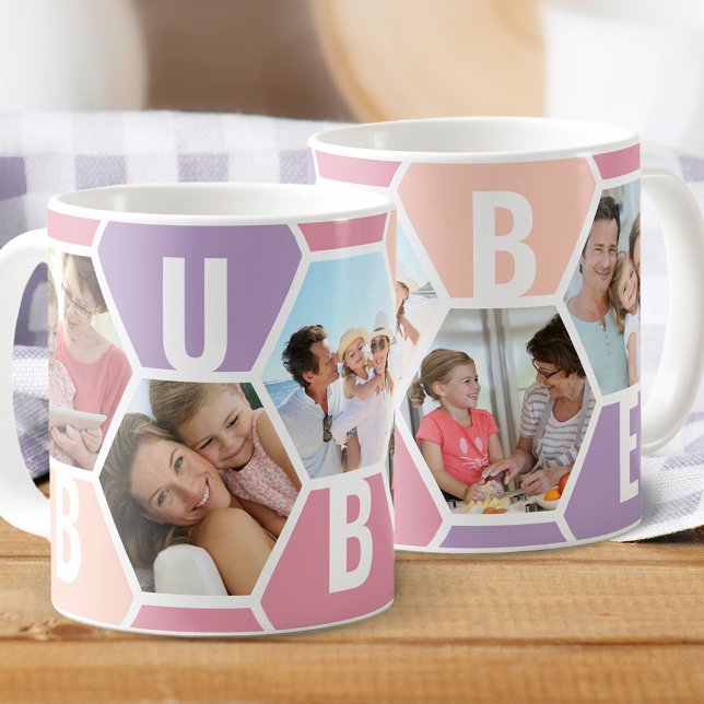 Bubbe 5 Photo Editable 5 Brev Honeycomb Kaffemugg (Skapare uppladdad)