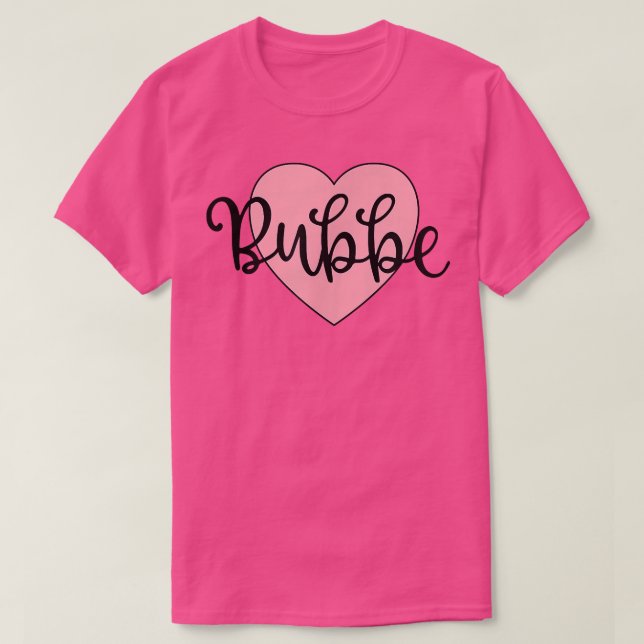Bubbe Yiddish Grandma Grandmother Simple Pink Hear T Shirt (Design framsida)
