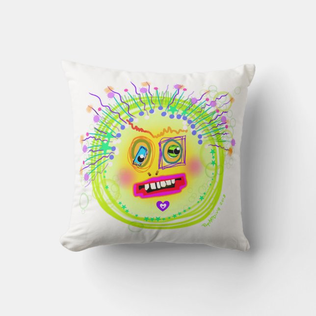 Bubbel Leende Meemogie Emoji Konst Kudde (Framsida)
