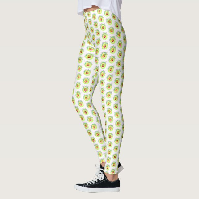 Bubbel Leende Meemogie Emoji Konst Leggings (Vänster)