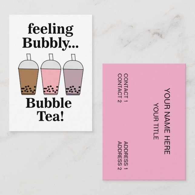 Bubbel Tea Dryck Café Visitkort (Fram/baksida)