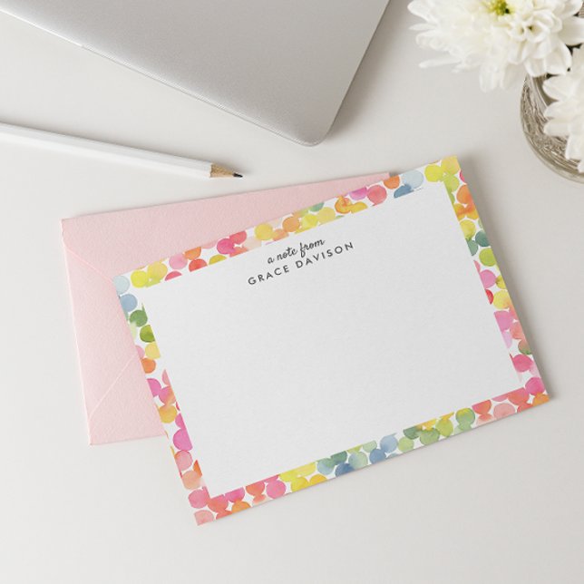 Bubbel Tea Regnbåge Personlig Namn Monogram SÖT Anteckningskort (Skapare uppladdad)