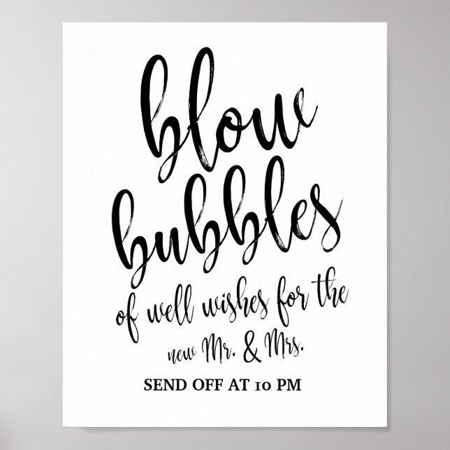 Bubbelavskedspresent Schwarz-Weiss 8x10 Bröllopssk Poster (Framsidan)