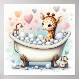 Bubbelbad Giraff Poster