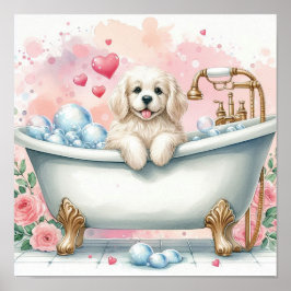 Bubbelbad Hund Poster