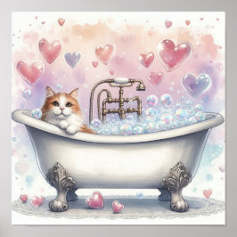 Bubbelbad Katt Poster