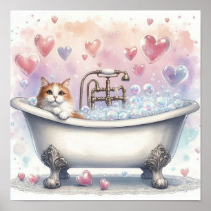 Bubbelbad Katt Poster